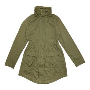 SOLD Mossimo Parka Jacket Coat Button Up Hidden Hood Zip Up Green Womens Size Sm